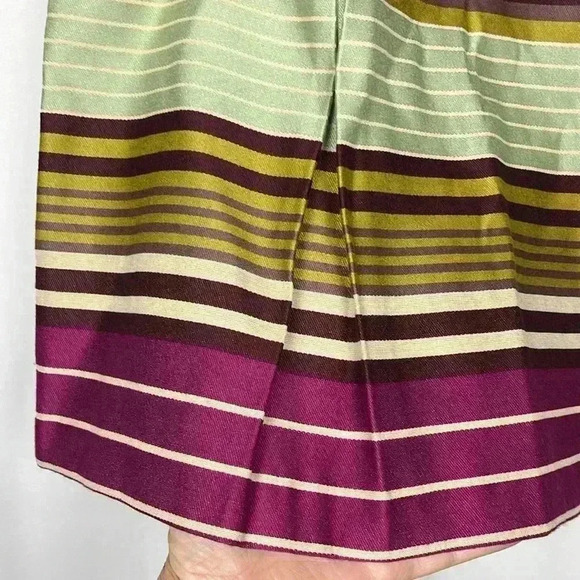 J. McLaughlin Womens Mini Skirt 2 Purple Gold Cream Pleated Back Zip Vintage EUC - Picture 3 of 9